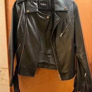 Barneys New York Black Leather Moto Jacket